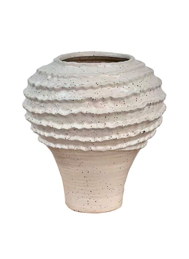 MirageBotanics Beige Ceramic Vase for Pampas Grass, Flowers and Plants, for Home, Office Living Room,Table Shelf Decor (Arab Style) - Image 1