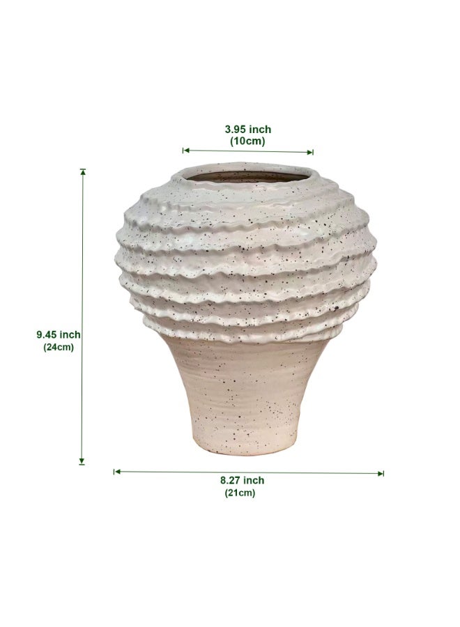 MirageBotanics Beige Ceramic Vase for Pampas Grass, Flowers and Plants, for Home, Office Living Room,Table Shelf Decor (Arab Style) - Image 5