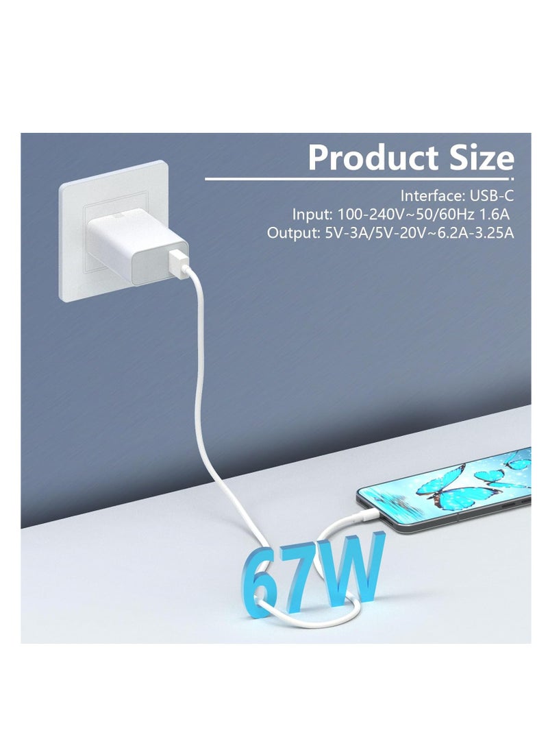 67W Fast Charger for Xiaomi Redmi Note 14 13 Pro+ 12 11 10 9, 6A/1M USB C Cable Type A Wall Charger UK, for Xiaomi 14T 13T/13 Lite 13 Pro 12 Mi 11 for POCO X7 X6 X5 C65 M6 - Image 2