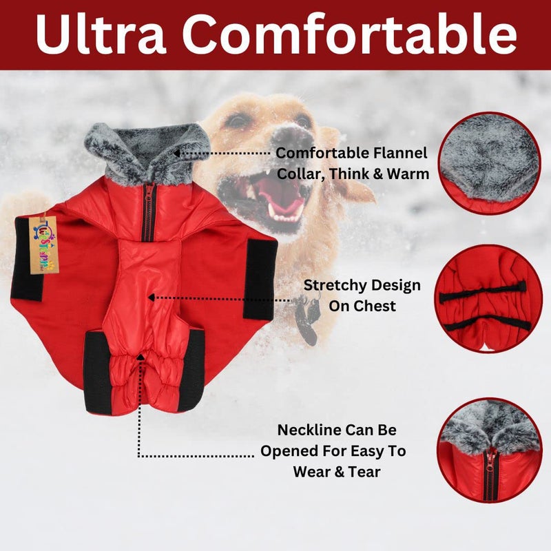 Western Era Windproof Dog Winter Fur Coat, Waterproof Dog Jacket, Warm Dog Vest, Cold Weather Pet Apparel with 2 Layers Fleece Lined for Small Medium Large Dogs (Red) (Medium - 20 inch) - Image 3