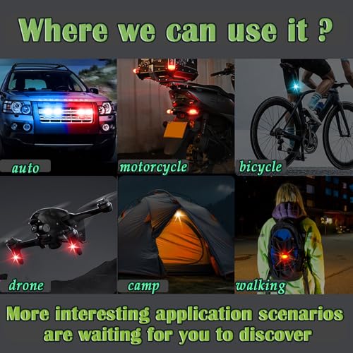 tecooller Wireless Strobe LED Lights, 4 Pack, RGB Emergency Warning Lights, USB Rechargeable, 7 colors 30 Flash Modes, High Brightness, For Car Motorcycle Bicycle Bike Outdoor Camp Hiking (M3-4) - Image 4