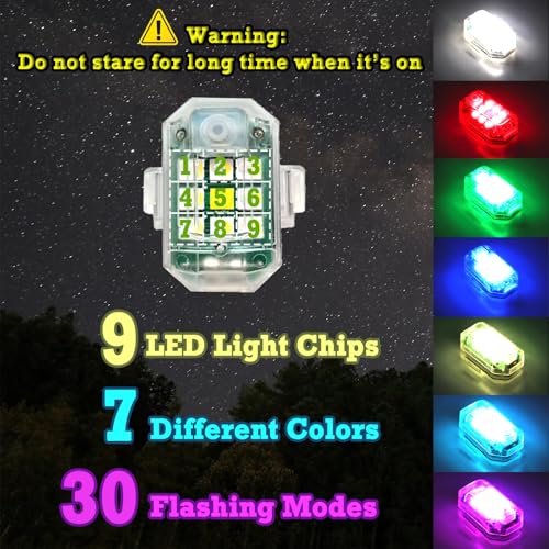 tecooller Wireless Strobe LED Lights, 4 Pack, RGB Emergency Warning Lights, USB Rechargeable, 7 colors 30 Flash Modes, High Brightness, For Car Motorcycle Bicycle Bike Outdoor Camp Hiking (M3-4) - Image 2
