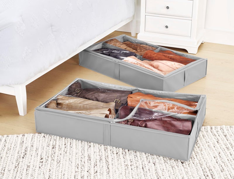 Whitmor 4 Section Underbed Boot Bag - Set of 2 - Alloy Gray - Image 1