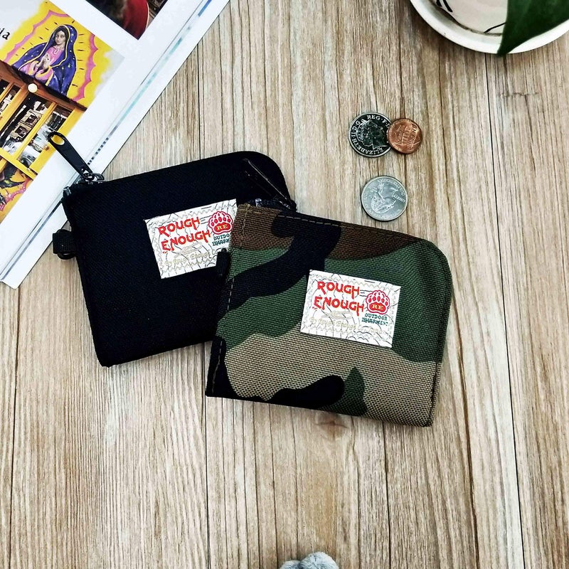 RE ROUGH ENOUGH Rough Enough Small Coin Purse Card Wallet Pouch with Zipper Neck Lanyard Keychain for Men Women Teen Boys Camo Cordura - Image 5