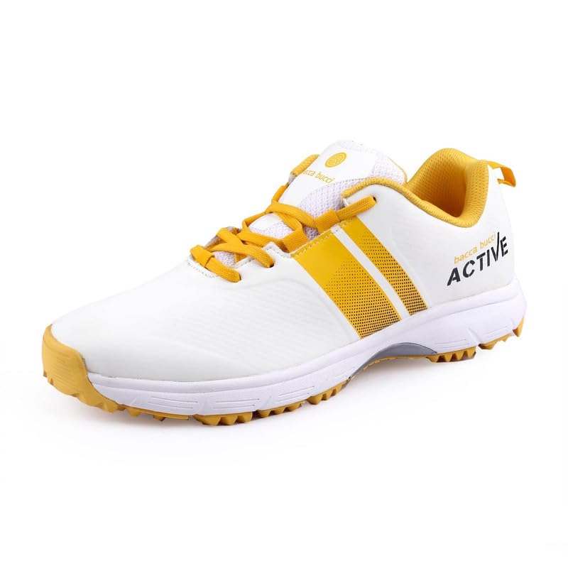 Bacca Bucci Century Runner Elite Performance Cricket Shoes Professional Grade Sports Footwear for the Passionate Cricketer Yellow UK11 - Image 1