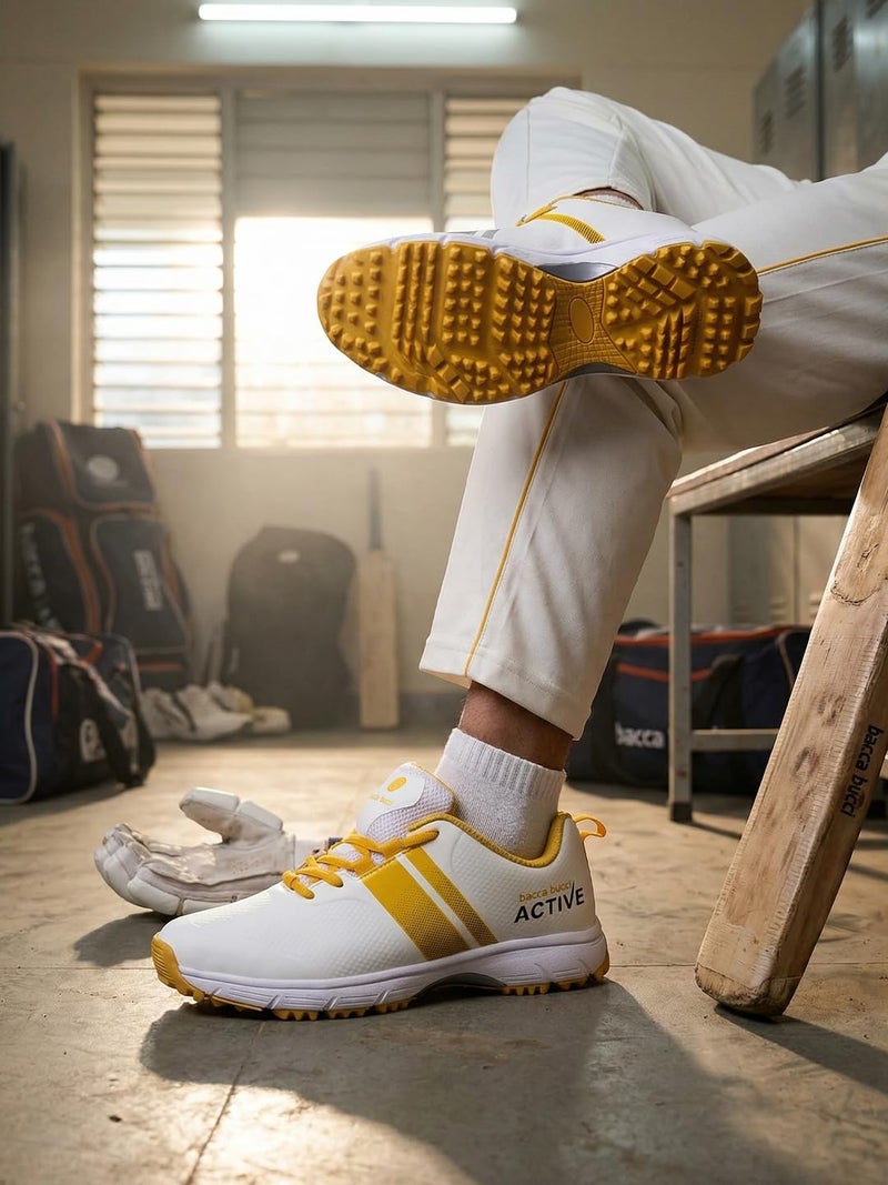 Bacca Bucci Century Runner Elite Performance Cricket Shoes Professional Grade Sports Footwear for the Passionate Cricketer Yellow UK11 - Image 3