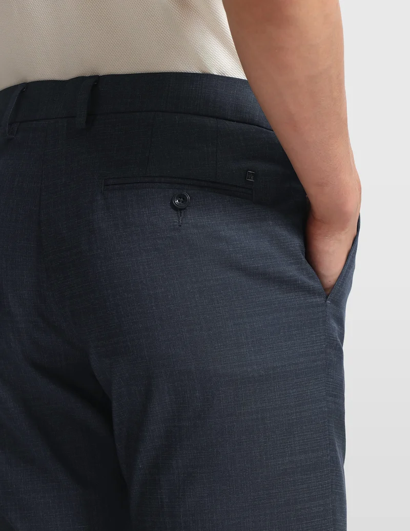 Arrow Navy Hudson Regular Fit Dobby Trouser for Men | Best Price UAE