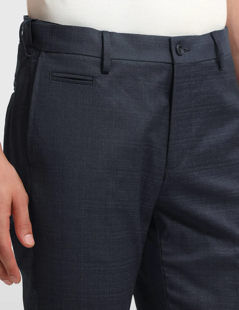 Arrow Navy Hudson Regular Fit Dobby Trouser for Men | Best Price UAE