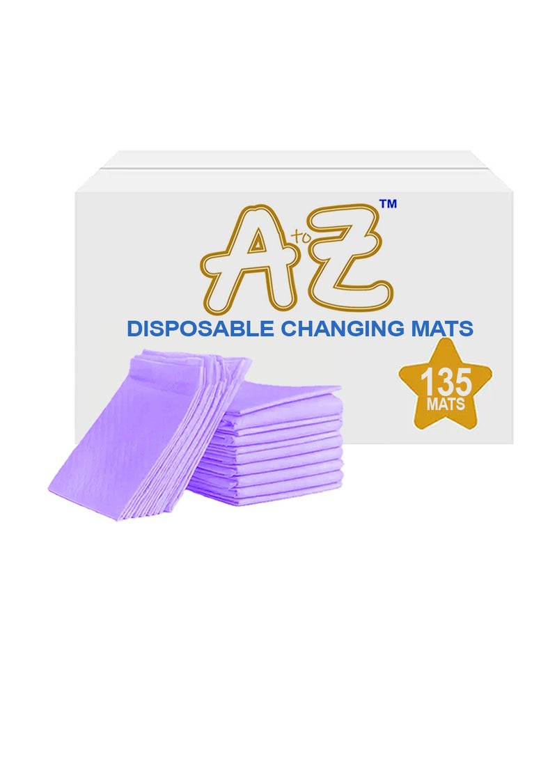 A TO Z A to Z - Disposable Changing Mat size (45cm x 60cm) Large- Premium Quality for Baby Soft Ultra Absorbent Waterproof - Pack of 135 - Lavender  - Image 1
