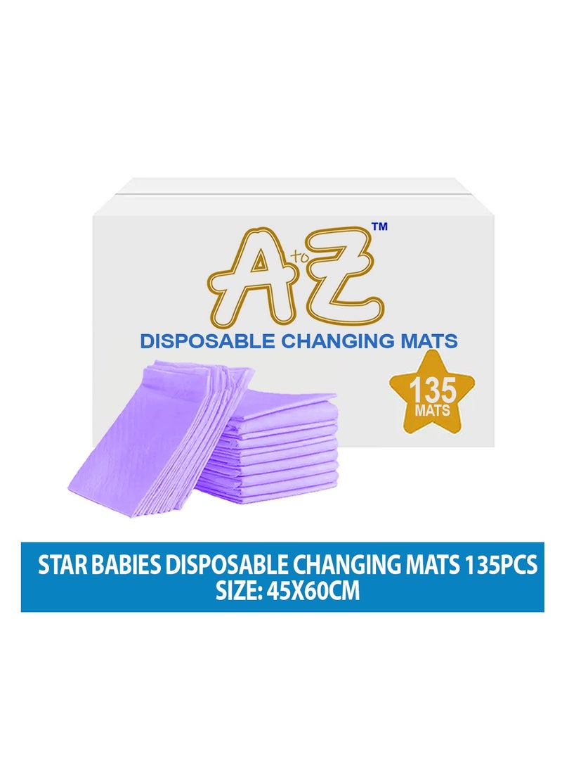 A TO Z A to Z - Disposable Changing Mat size (45cm x 60cm) Large- Premium Quality for Baby Soft Ultra Absorbent Waterproof - Pack of 135 - Lavender  - Image 2