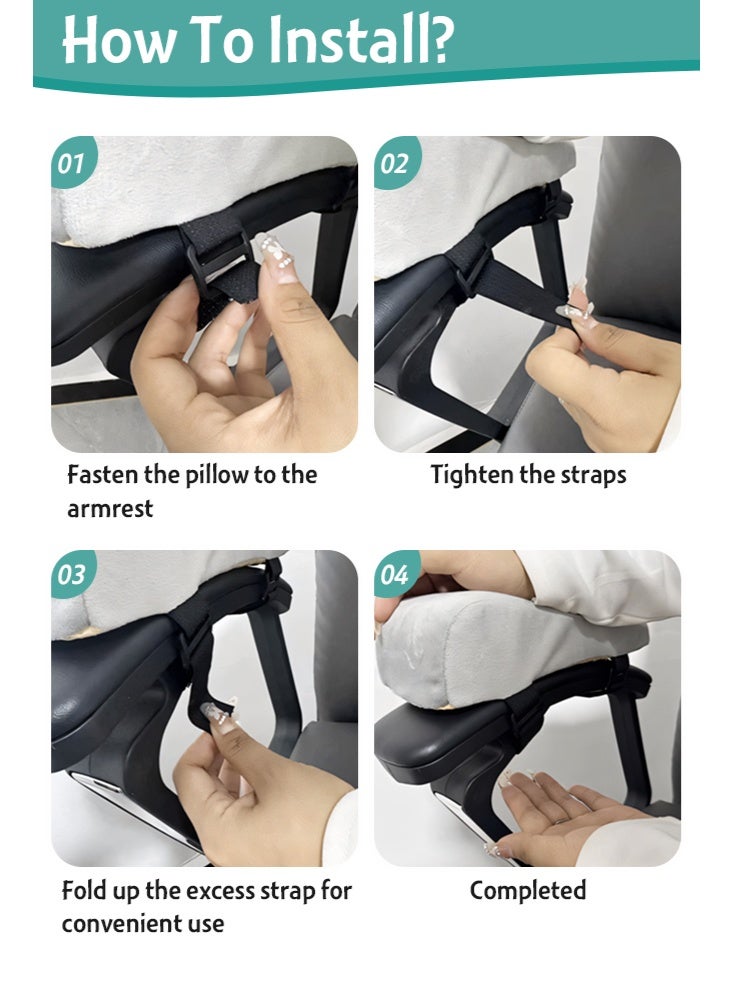 فورثكان أغطية مساند ذراع كرسي المكتب، مجموعة من قطعتين، وسائد مريحة للمرفقين، (وسادتان رماديتان لمساند الذراع) - Image 5