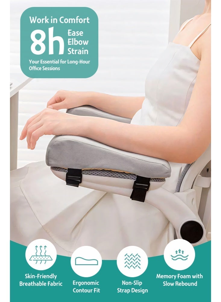 فورثكان أغطية مساند ذراع كرسي المكتب، مجموعة من قطعتين، وسائد مريحة للمرفقين، (وسادتان رماديتان لمساند الذراع) - Image 2