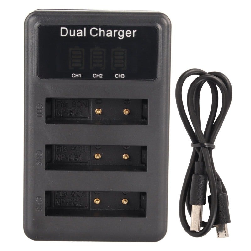 USB Camera Battery Charger Triple Port Charging Station - USB 5V Input with Power Level Display Portable Camera Charger for Sony DSC H50 H10 H20 Travel Photography Gear - Image 1