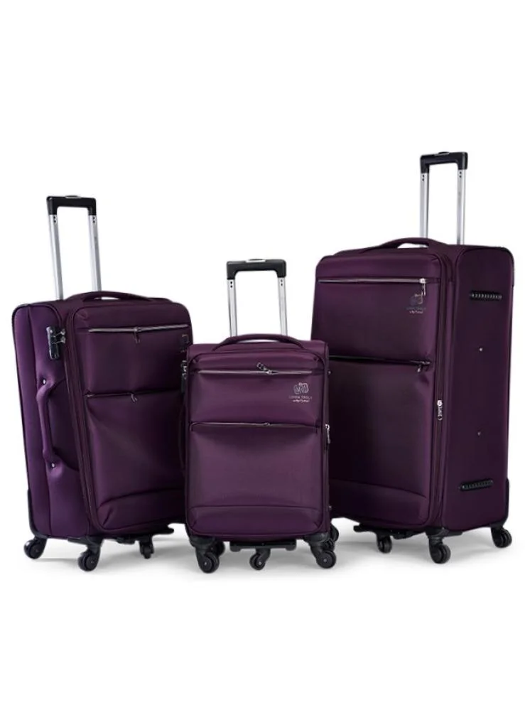 LIMRA Premium 3-Piece Purple Fabric Luggage Set with Practical Lightweight Travel Design