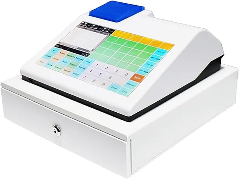 NOWAZA Electronic Cash Register, Smart Small Cash Register, 11-inch Touch Screen English Fast Food Milk Tea Electronic Cash Register, for Shops Businesses(Orange) - Image 3