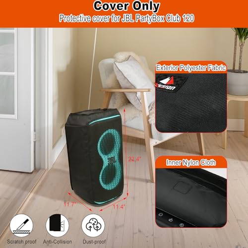 TXEsign Speaker Cover Dust Case for JBL PartyBox Club 120 Portable Party Speaker, Protective Mesh Sleeve Replacement Cover for JBL PartyBox Club 120 - Image 2