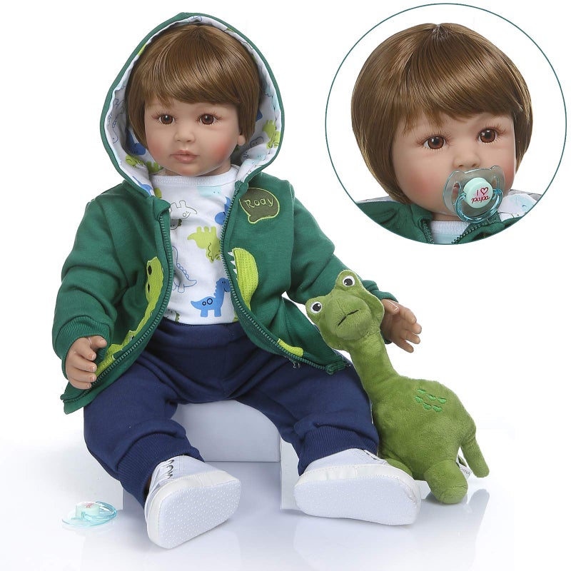 iCradle Realistic Look 24inch 60cm Reborn Toddler Soft Silicone Vinyl Bebe Doll Reborn Doll Toy for Ages 3