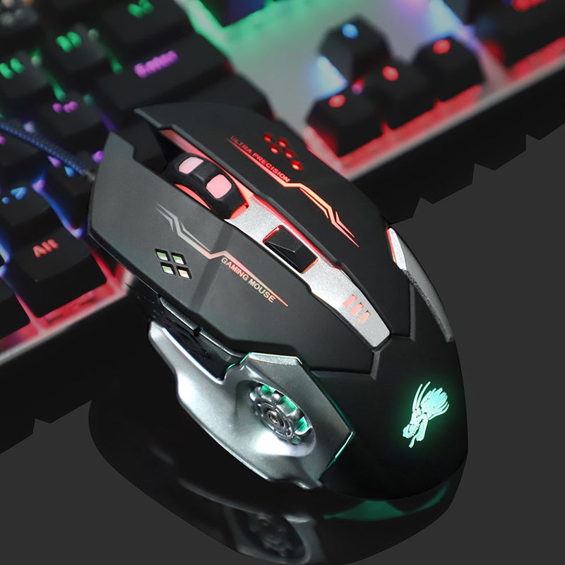 Factory explosions Dragon 7 key electronic game mouse breathing light USB wired optical mouse spot wholesale Hot Wheels M9