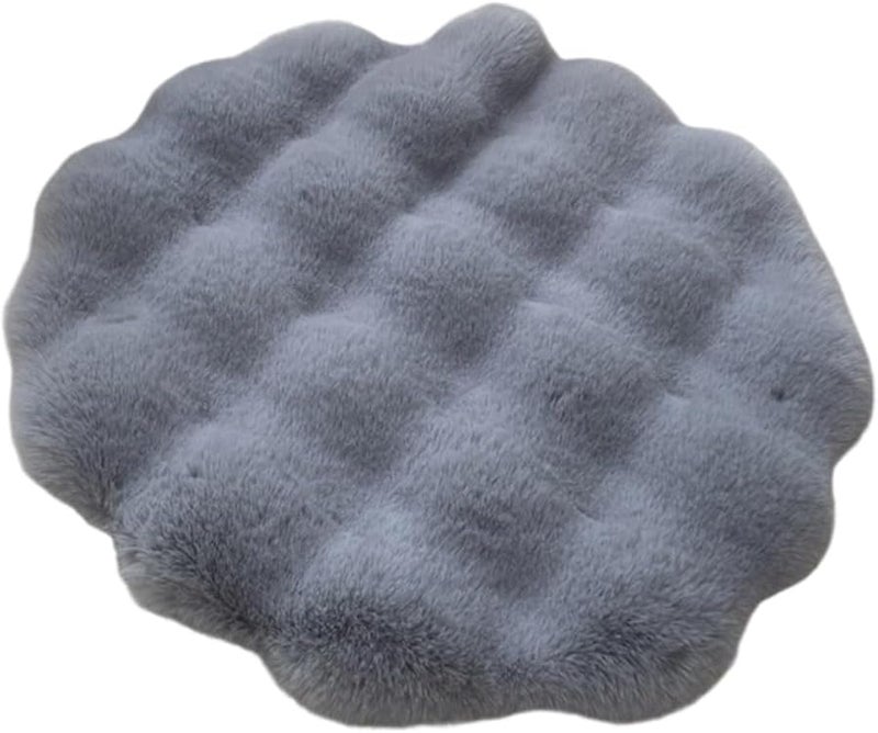 Gray Dog Bed 40 cm Soft Plush Nest with Furry Cover Thick Pad for Pets - Image 1