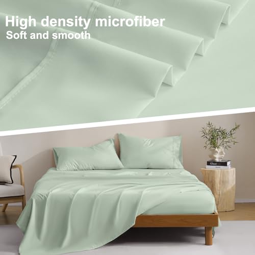 M&Co MCO Bedding Full Bed Sheets Set - Soft Bed Sheets - Cooling Breathable Bedding Set with 16" Deep Pocket (4 Pieces, Full, Sage Green) - Image 3