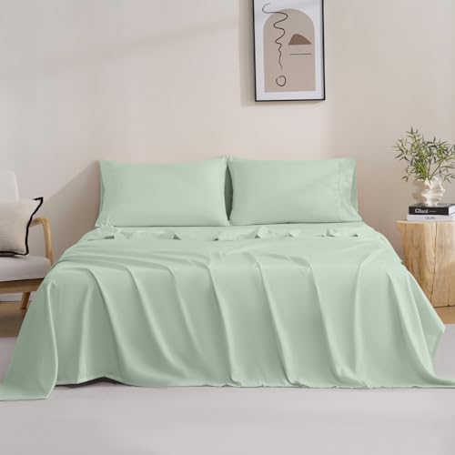 M&Co MCO Bedding Full Bed Sheets Set - Soft Bed Sheets - Cooling Breathable Bedding Set with 16" Deep Pocket (4 Pieces, Full, Sage Green) - Image 2