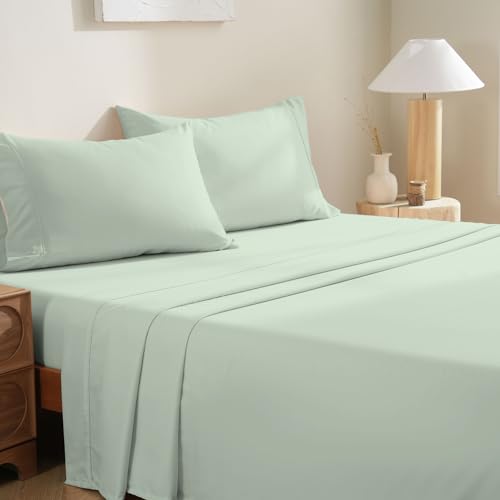 M&Co MCO Bedding Full Bed Sheets Set - Soft Bed Sheets - Cooling Breathable Bedding Set with 16" Deep Pocket (4 Pieces, Full, Sage Green) - Image 1