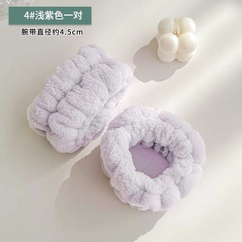 Generic White Deer Face Wash Hair Band 2024 New Wrist Band Waterproof and Moisture-proof Artifact Hair Band Womens Hair Band Special Bear Head Band for Mask Purple wrist strap 1 pair
