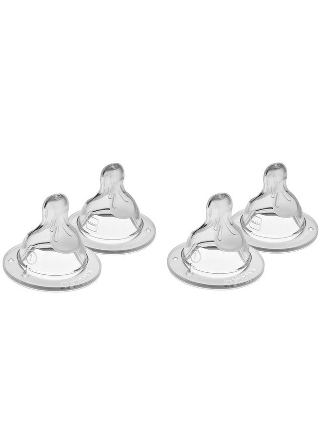 مام حلمات زجاجات MAM ذات التدفق البطيء، المستوى 1، للأطفال حديثي الولادة فما فوق، حلمات سيليكون SkinSoft لزجاجات الأطفال، تناسب جميع زجاجات MAM، عبوة من 4 قطع - Image 1