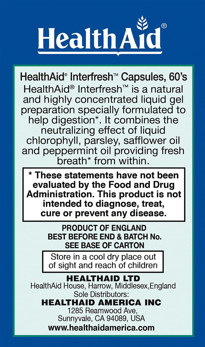 HealthAid Interfresh 60 Soft Gel Capsules Twice Daily Fights Bad Breath and Aids in Digestion and Colon Health Feel Fresh All Day Long - Image 2