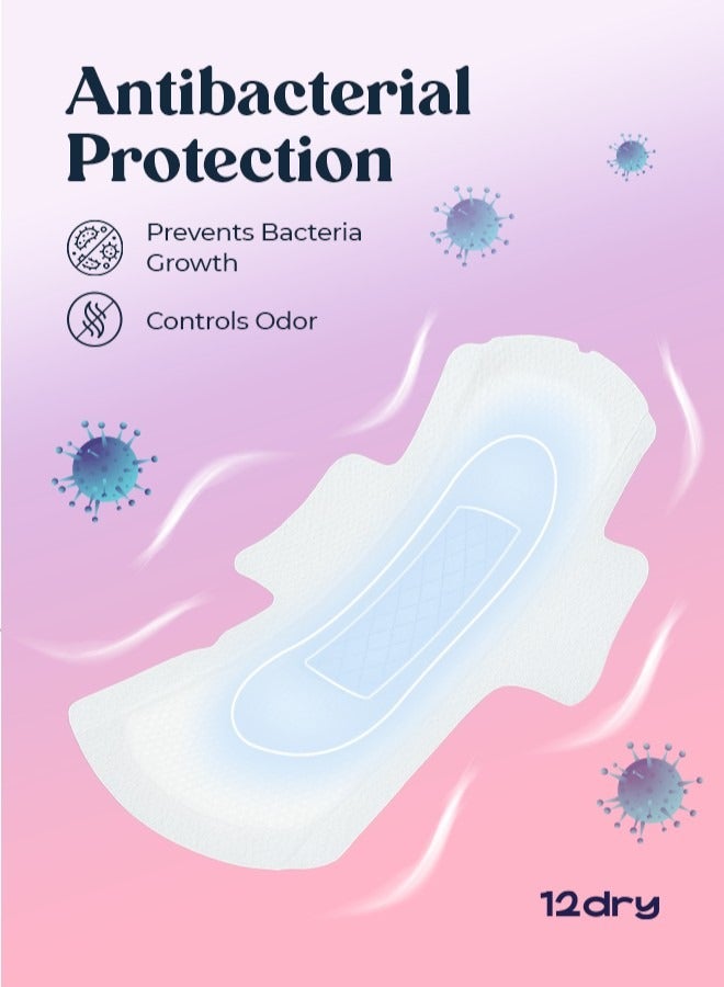 12dry Ultra-Thin Sanitary Pads, 8 Count (300mm, Night Use) – Super Absorbent, Leak-Proof, Odor & Bacteria Protection, Soft & Breathable with AirCool Technology, FDA & FSC Certified - Image 2