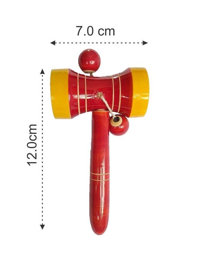 نيو تي لعبة خشخيشة خشبية صديقة للبيئة من Neotea Co Jhunjhuna Damru بصوت متوسط للأطفال الرضع، عبوة من قطعة واحدة - Image 2
