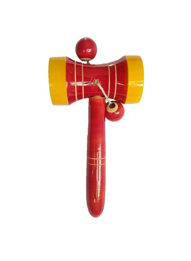 نيو تي لعبة خشخيشة خشبية صديقة للبيئة من Neotea Co Jhunjhuna Damru بصوت متوسط للأطفال الرضع، عبوة من قطعة واحدة - Image 5