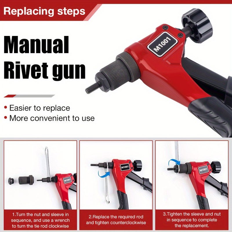 1 Set Professional Manual Rivet Nut Gun Tool Metal Construction For M3 M4 M5 M6 Nut - Image 1