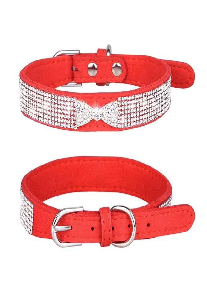 WeimoMonkey Small Dog Collar for Female Dogs Bling Diamond Crystal Glitter Jewel Sparkly Rhinestone Cute Cat Pet Animals Puppy Collars Girl for XXS XS Small Medium Large Red M - Image 2
