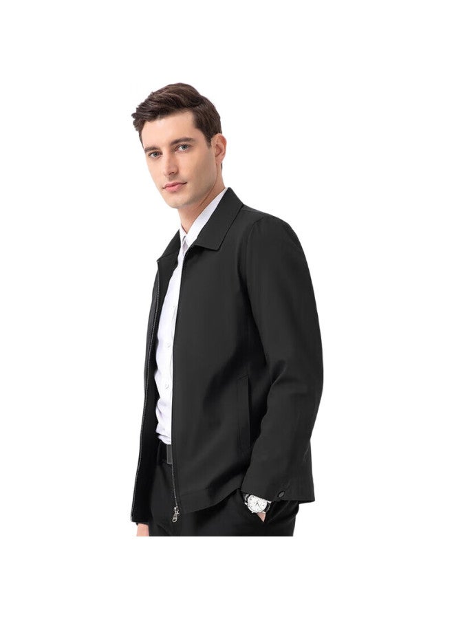 ROMON Men'S Winter Coat With Cotton Business Turn-Down Collar Executive Jacket Topcoat Department Wind Dad Outfit I8 Black Xl - Image 3