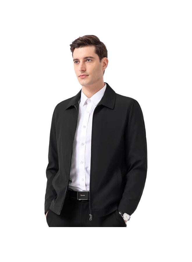 ROMON Men'S Winter Coat With Cotton Business Turn-Down Collar Executive Jacket Topcoat Department Wind Dad Outfit I8 Black Xl - Image 2
