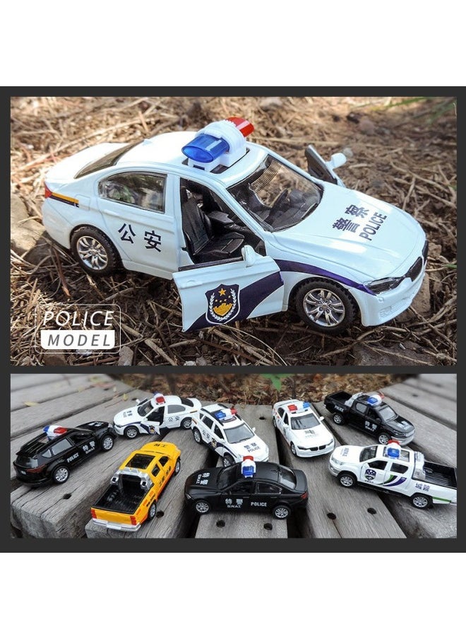 Generic Alloy Car Model Simulation Police Car Children's Toy Car Double Door Sound Light Pull-back Car Children's Toy-Color:4 Open Door Fire Truck [front Alloy]]  - Image 4
