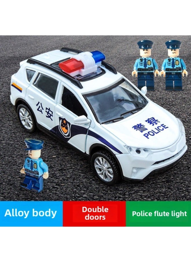 Generic Alloy Car Model Simulation Police Car Children's Toy Car Double Door Sound Light Pull-back Car Children's Toy-Color:4 Open Door Fire Truck [front Alloy]]  - Image 2