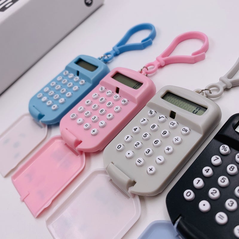 Creative Palm Sized Cartoon Flip Calculator White Brain Teaser For Fun Office Use - Image 4