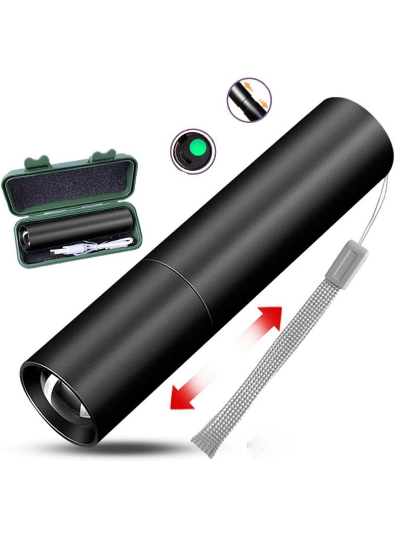 Mini Rechargeable 1200 Lumen LED Flashlight With 500 ft Zoom Beam, 3 Modes Aluminum Torch - Image 1
