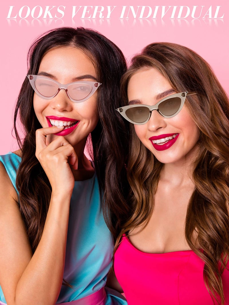Leinuosen 8 Pairs Retro Cat Eye Sunglass Vintage Sunglass Colorful Women Glass for Party(Mixed Colors,Retro Cat Eye) - Image 5