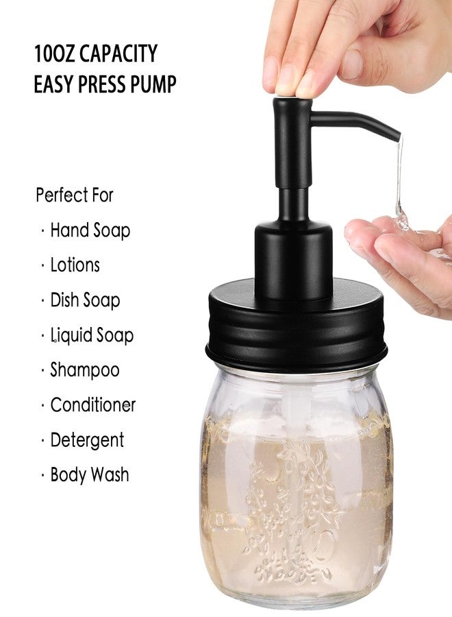 Amolliar Mason Jar Bathroom Accessories Set 4 Pcs -Lotion Soap Dispenser & 2 Qtip Holders & Toothbrush Holder - Rustic Farmhouse Decor, Bathroom Home Decor (Black) - Image 3