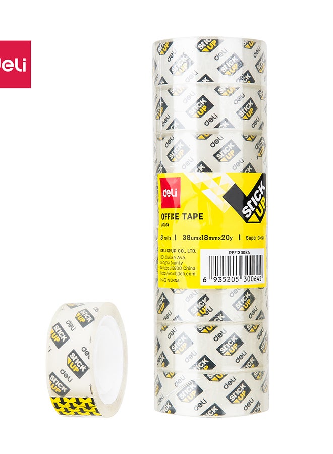 DELI OFFICE TAPE 18MM×20Y×38MM (8 ROLLS/TUBE) TRANSPARENT E30064 - Image 1