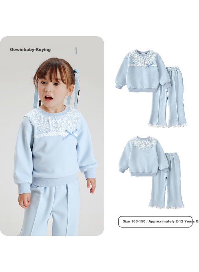 Gowinbaby Girls Sports Set  Autumn New Blue Baby Girl Sportswear Lace - Image 1