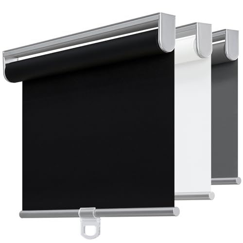 TOVALOR Cordless 100 Blackout Roller Shades for WindowsUV Protection Pull Down ShadesRoom Darkening Door Blinds Thermal Insulated Fabric for Home Office and Bedroom14 W x 72 HBlack