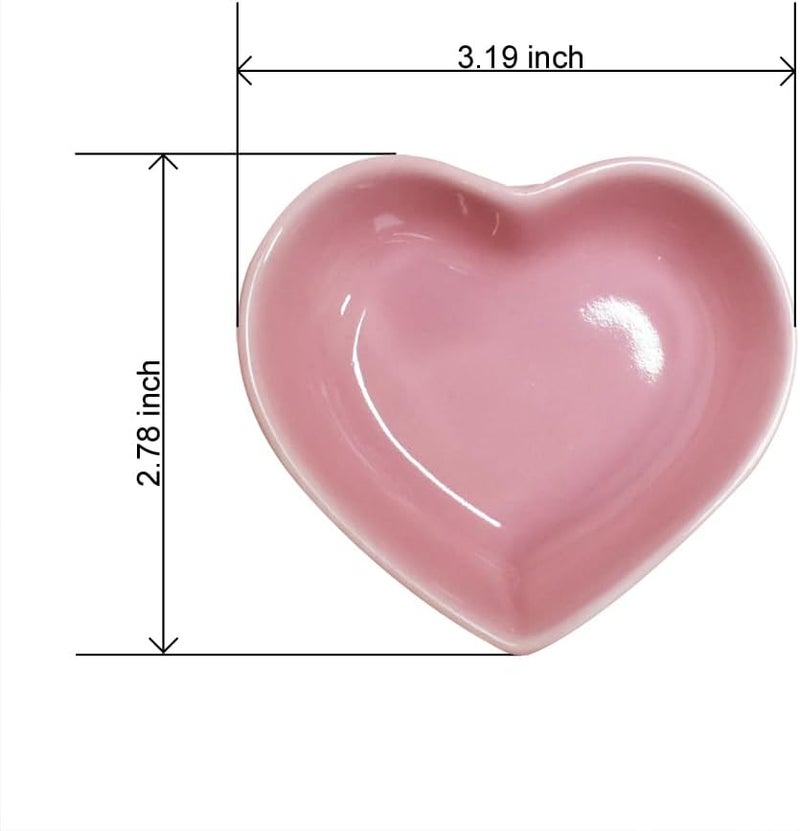 Lotatheta Pink 6 pcs Soy Sauce Dish Heart Shaped Porcelain Ceramic Dip Dipping Bowls 165 oz for Dinner Baking BBQ and Cooking - Image 2