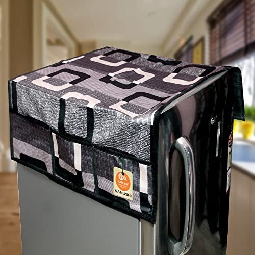 KANUSHI Industries® Fridge Covers/Refrigerator Cover+ 1 Pc Handle Cover (Color- Black)(FRI-Black-Box+1-Handle) - Image 2