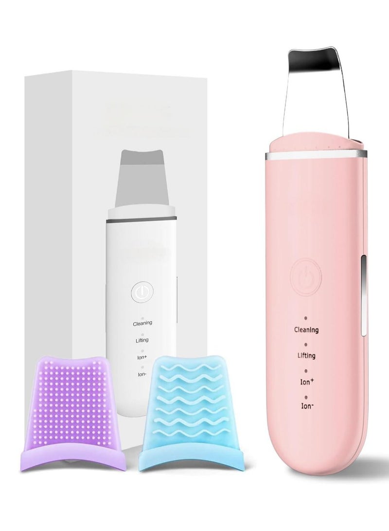Generic Ultrasonic Skin Scrubber, Electric Face Spatula Skin Care Tool with 4 Modes, Blackhead Removal Pores Cleaner Facial Scrubber Spatula, Pink - Image 1