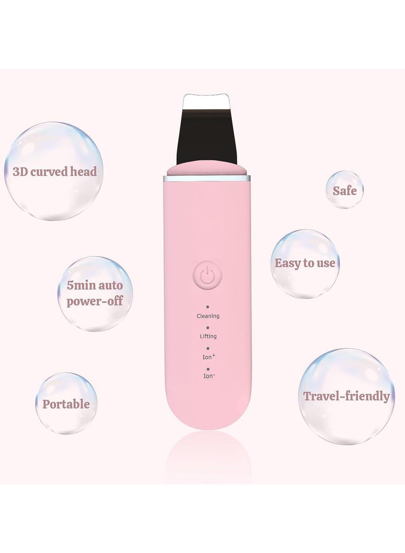 Generic Ultrasonic Skin Scrubber, Electric Face Spatula Skin Care Tool with 4 Modes, Blackhead Removal Pores Cleaner Facial Scrubber Spatula, Pink - Image 4