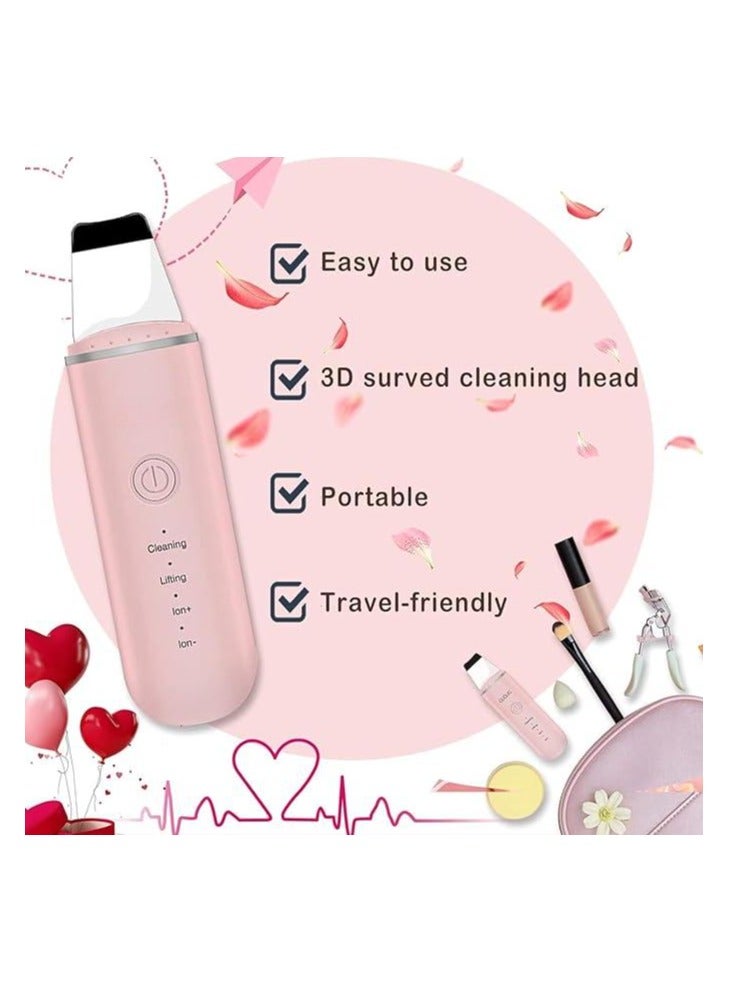 Generic Ultrasonic Skin Scrubber, Electric Face Spatula Skin Care Tool with 4 Modes, Blackhead Removal Pores Cleaner Facial Scrubber Spatula, Pink - Image 5